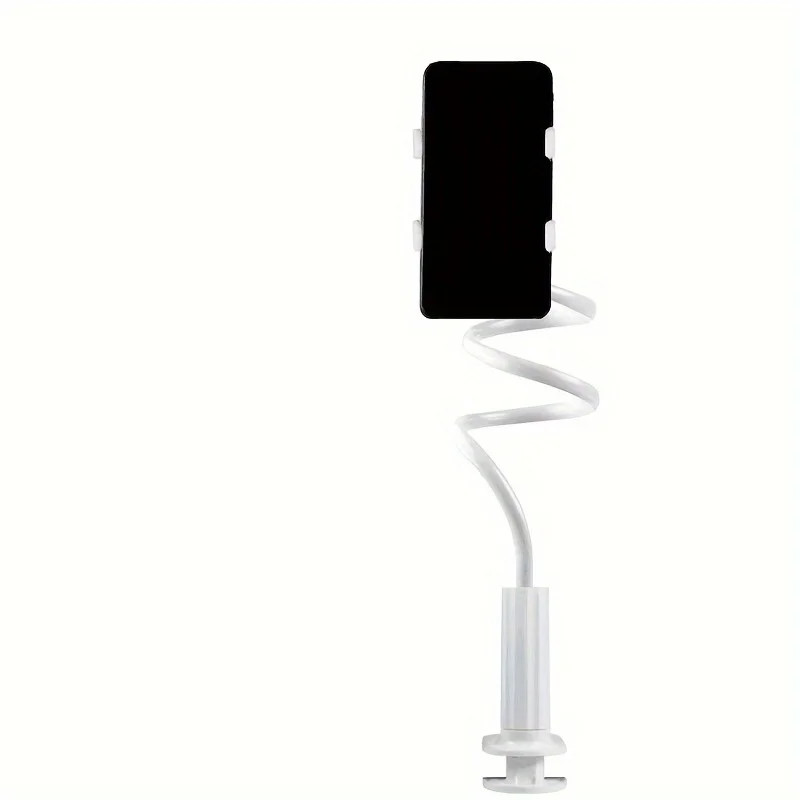 Flexible Long Arm Gooseneck Lazy, Cell Phone Clip on Stand Holder with Grip, Bracket Mount Clamp for iPhone