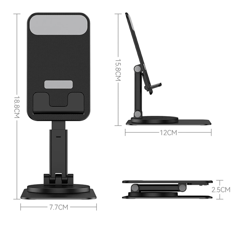 Portable Foldable, 360 Degree Rotating, Aluminum Alloy Phone Holder, Lazy Desktop Live Bracket, Metal Phablet Stand