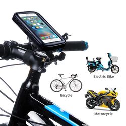 bike handlebar phone case bag, waterproof bicycle phone holder for iphone, samsung bike phone stand mount