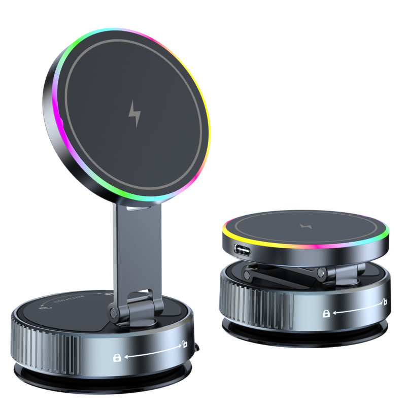Magnetic Car Holder 15W Wireless Charger Metal Multiangle Rotation For IPhone 5