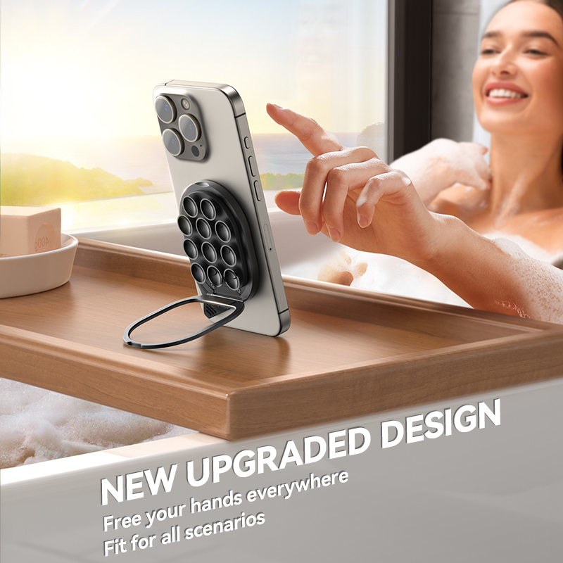 Magnetic Phone Holder Mount, Suction Cup Phone Grip, Strong Pull Ring for iPhone, Samsung, Android