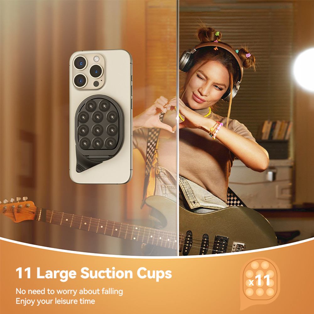 Magnetic Phone Holder Mount, Suction Cup Phone Grip, Strong Pull Ring for iPhone, Samsung, Android