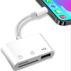 usb dongle 3-in-1 type c to sd tf card reader for iphone ipad, camera adapter plug and play