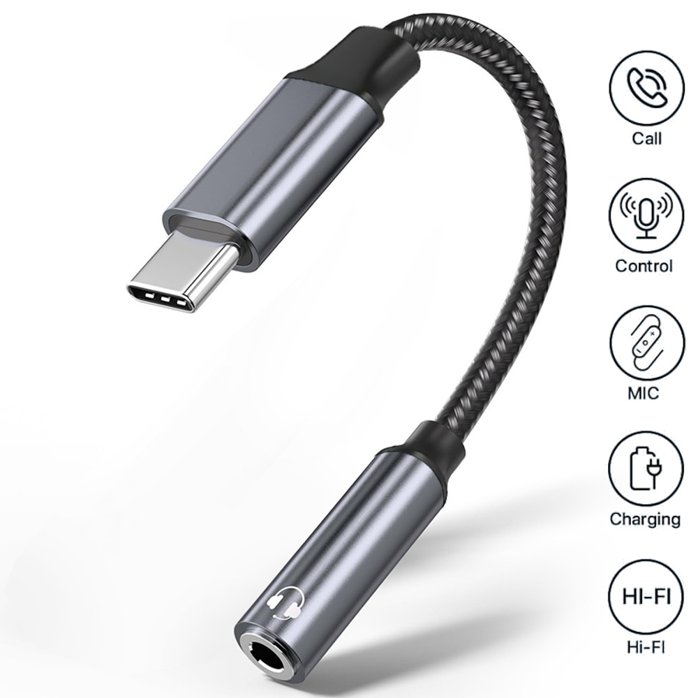 PD 60W Fast Charging USB Type C to 3.5 mm Audio Aux Adapter, Headphone Cable for iPhone 15, Samsung, Xiaomi
