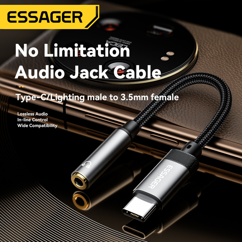 Headphone Aux Cable USB Type C to 3.5 Adapter, Lightning to 3.5 mm Jack Audio Adapter, OTG Type C for iPhone Xiaomi