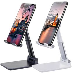 foldable portable adjustable phone stand for desk, compatible with iphone and all smartphones