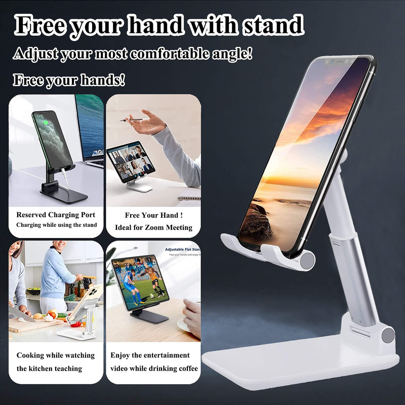 Foldable Portable Adjustable Phone Stand For Desk Compatible With IPhone And All Smartphones 4