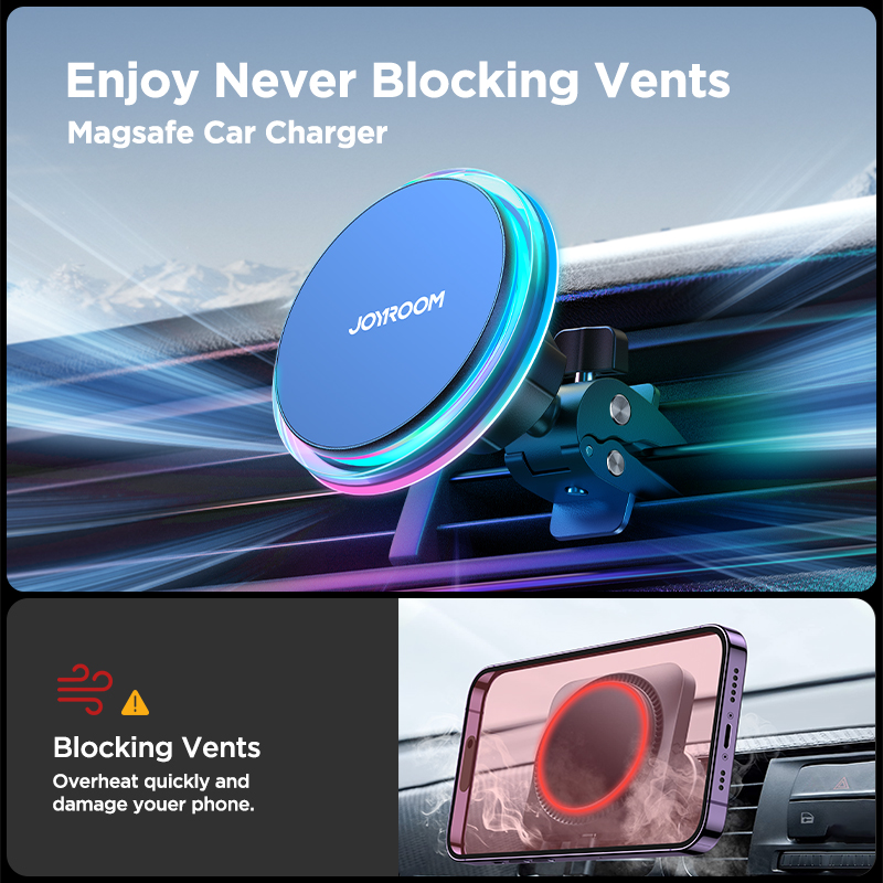 Wireless Charger For IPhone Fast Charging Car Charger Holder Colorful Magnetic Car Phone Holder 3