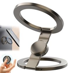magsafe folding portable metal finger ring stand for iphone, mobile phone 360 rotation magnetic holder