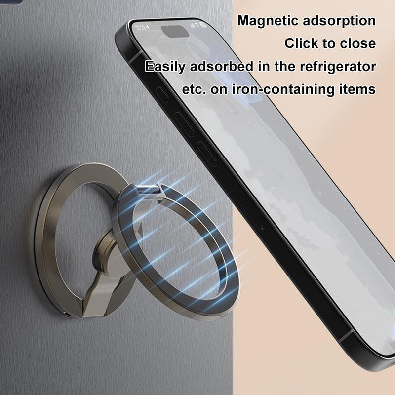 Magsafe Folding Portable Metal Finger Ring Stand for iPhone, Mobile Phone 360 Rotation Magnetic Holder