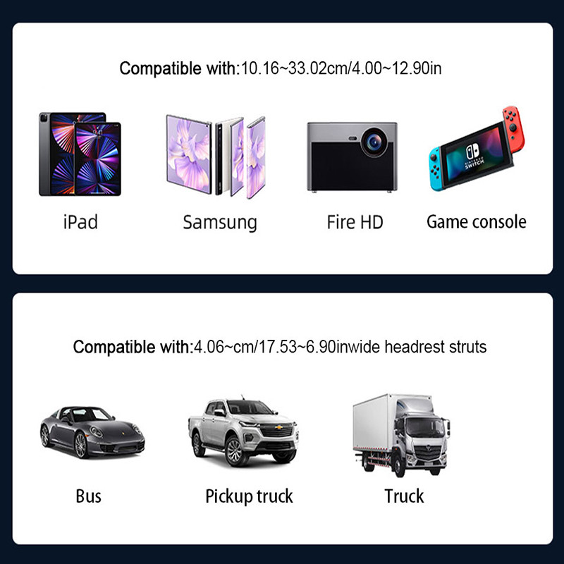 Telescopic Anti Shake Auto Table Holder Smartphone Mount Upgraded Car Headrest Phone Holder, Compatible with 4-12.9 Inch