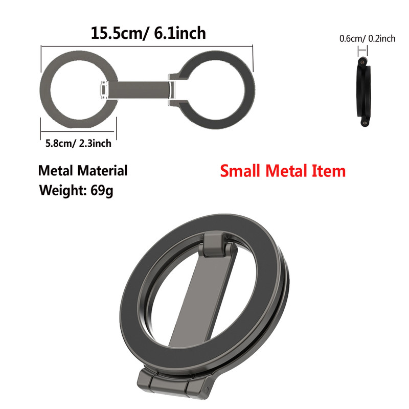 Universal Folding Car Holder Magnetic, Double Sided Magnetic Phone Ring Holder for Magsafe, Phone Accessories Support