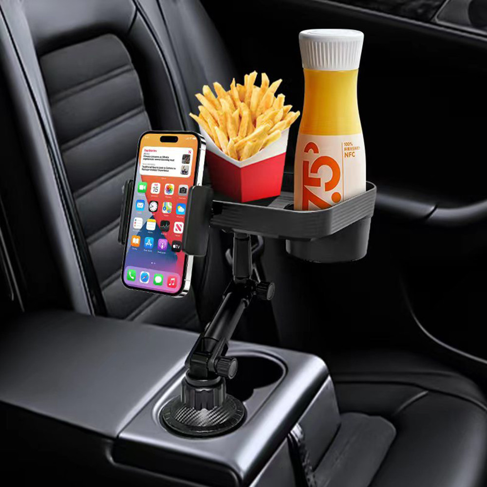 Adjustable Car Cup Holder, Phone Stand Mount, Food Organized Tray, 360 Degree Rotation, Drink Accessories for iPhone