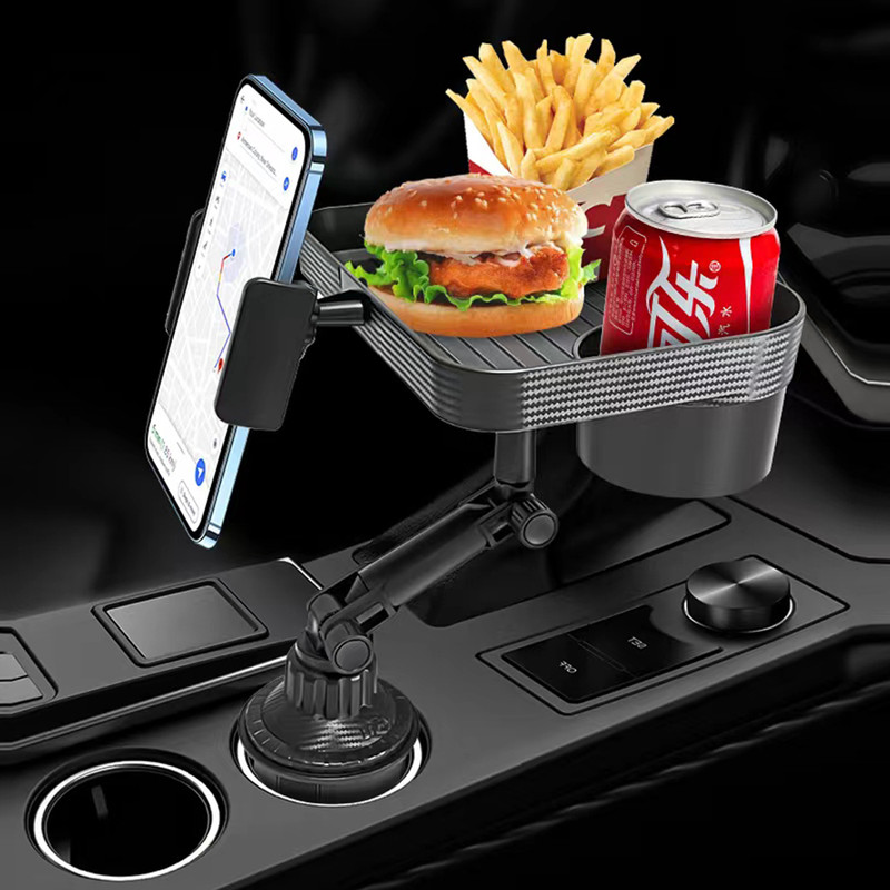 Adjustable Car Cup Holder, Phone Stand Mount, Food Organized Tray, 360 Degree Rotation, Drink Accessories for iPhone