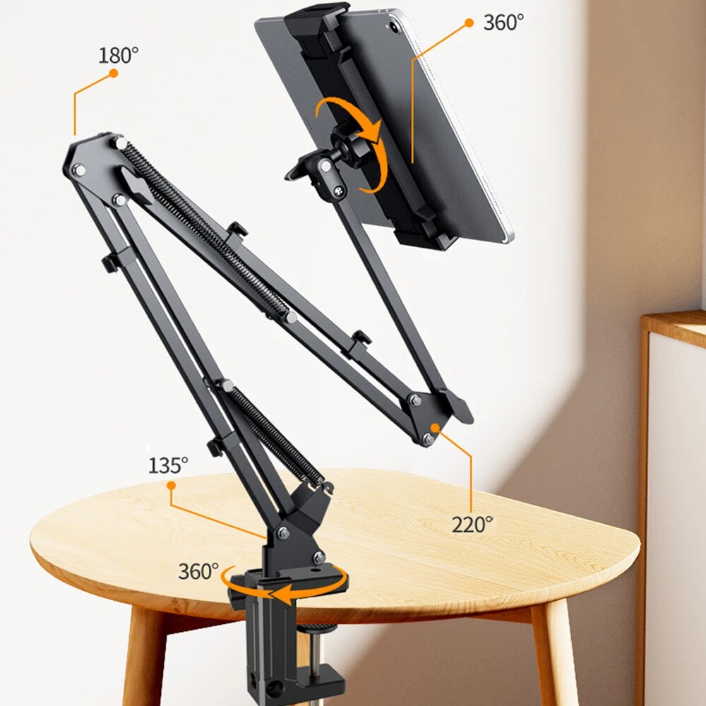 360 Rotating Tablet Stand Desktop Phone Mount Aluminum Arm IPad Pro Air Mini 411 Samsung Xiaomi Len 2