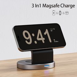 magsafe fast charging station, 3 in 1 magnetic wireless charger stand, iwatch airpods dock