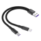 Fast Charging Cable 12m 2in1 Data Cable Type C Micro Y Splitter 5A Samsung Huawei Xiaomi Wire Cords 1
