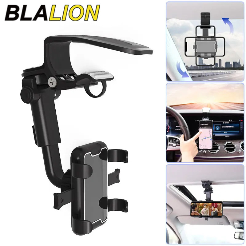360 Degree Rotatable Retractable Phone Mount Stand, Universal Clip Car Phone Holder, GPS Dash Cam Smartphone Bracket