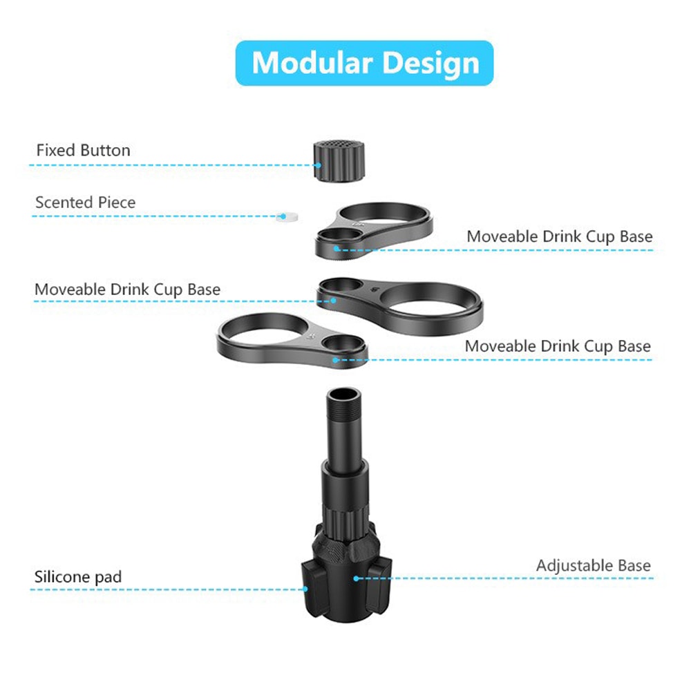 Adjustable Base Car Cup Mount Beverage Bottle Bracket, 3 In 1 Car Cup Holder Expander Adapter, 360 Rotating Insert Drink