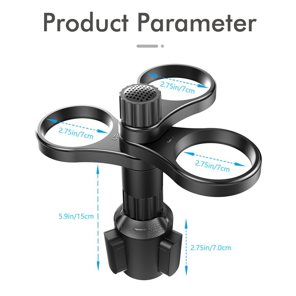 Adjustable Base Car Cup Mount Beverage Bottle Bracket, 3 In 1 Car Cup Holder Expander Adapter, 360 Rotating Insert Drink