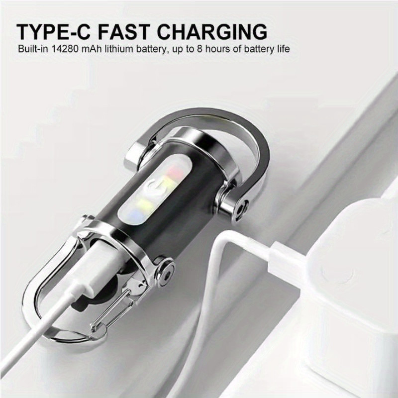 USB Rechargeable Hanging Work Light Powerful Mini COB LED Keychain Flashlight Waterproof Keyring Ca 1