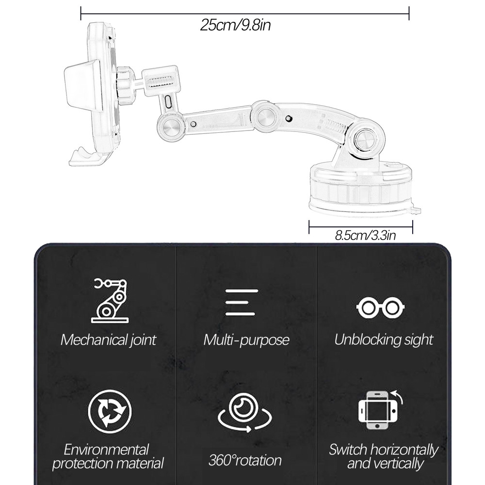 Mobile GPS Bracket Support 360 Rotation Universal Cell Phone Holder Stand Windscreen Windshield Das 3