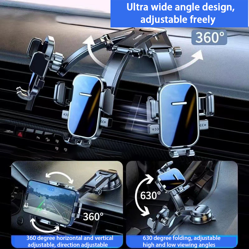 Nano Flexible Silicone Car Phone Holder, 360° Rotation, Foldable Storage, Charging Port Friendly