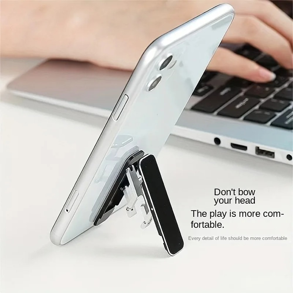 Invisible Adhesive Mini Back Phone Stand, Foldable Kickstand Bracket, Lightweight Portable Support