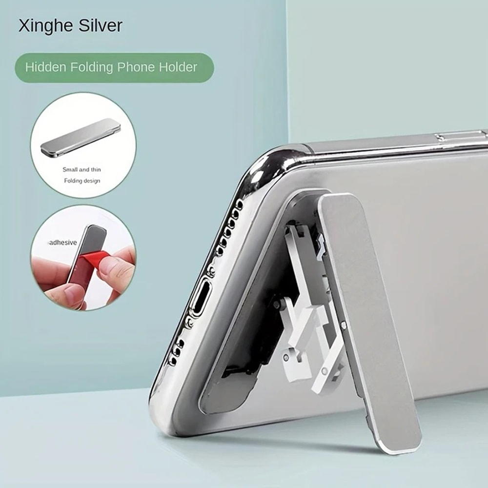 Invisible Adhesive Mini Back Phone Stand, Foldable Kickstand Bracket, Lightweight Portable Support