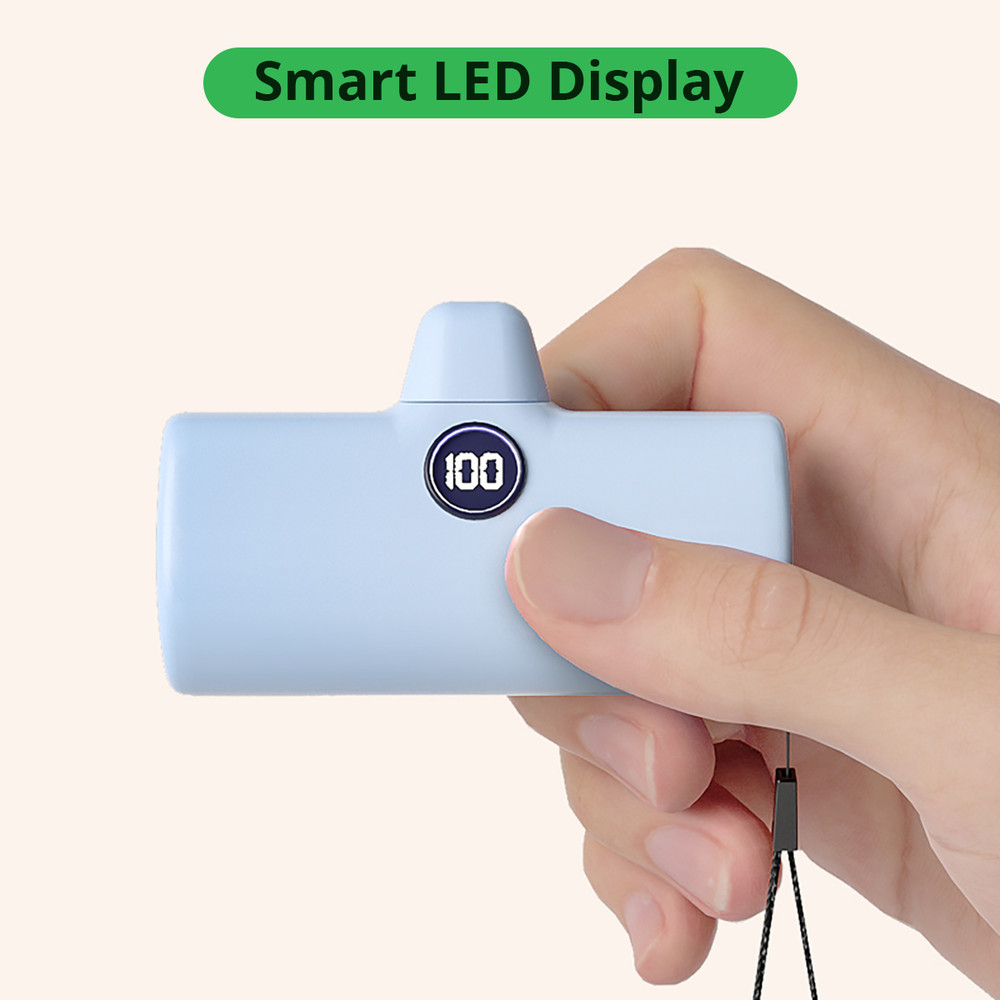 External Battery Type C or Lightning Plug, Power Bank for iPhone Samsung Xiaomi OPPO, Powerbank Fast Charging Portable