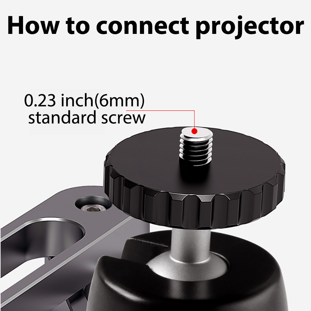 Aluminium Alloy Adjustable Folding Arm Holder, Foldable Projector Wall Mount, Stand with 1/4 Inch Thread Screw Ball Head