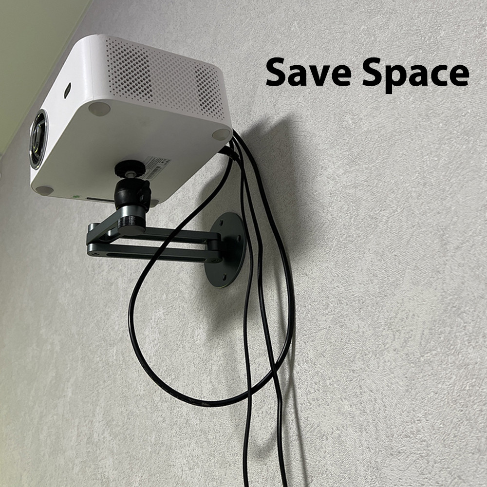 Aluminium Alloy Adjustable Folding Arm Holder, Foldable Projector Wall Mount, Stand with 1/4 Inch Thread Screw Ball Head