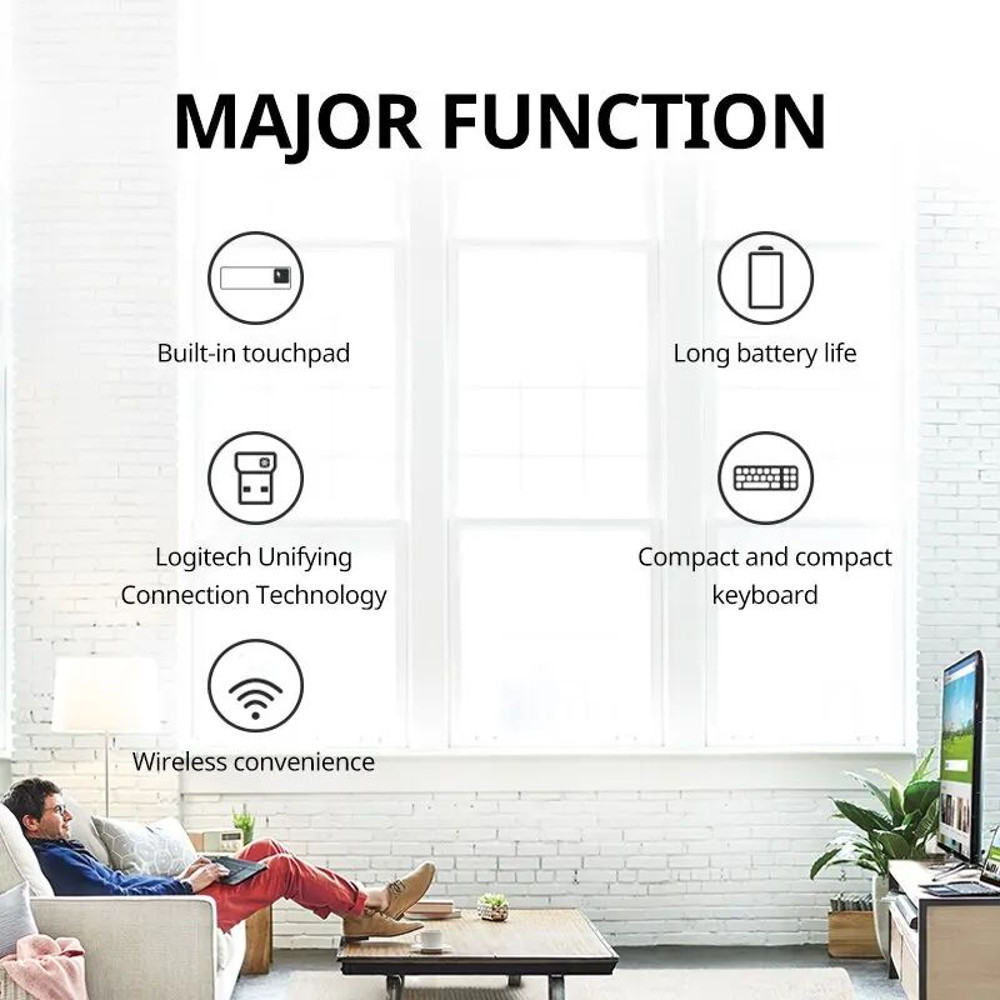 Android Smart TV Laptop Wireless Touch Keyboard Logitech K400Plus Control 2