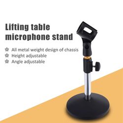professional pedestal mic stand, portable microphone bracket, adjustable desk holder, speech live fixing frame