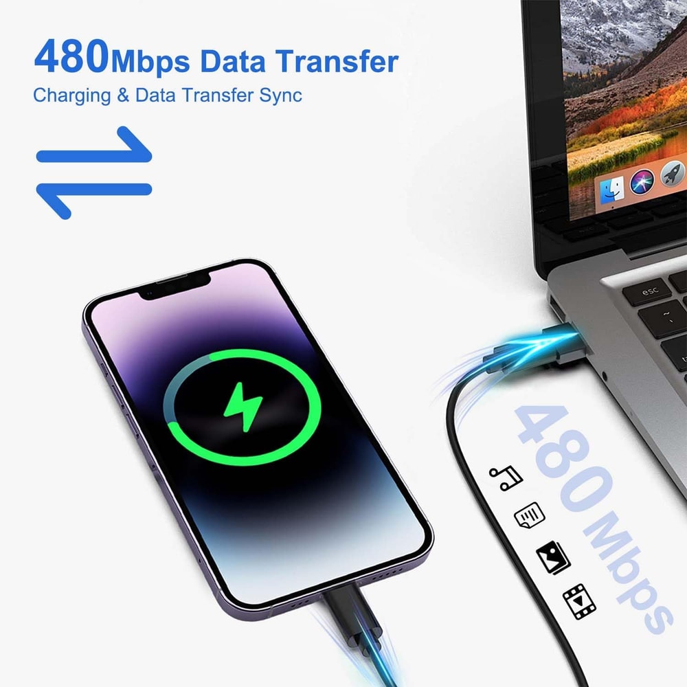 5 in 1 Cable Charging Case Set, MagicFiber PD60W USB C To Type C, Cable For iPhone, USB Adapter Cable For Samsung