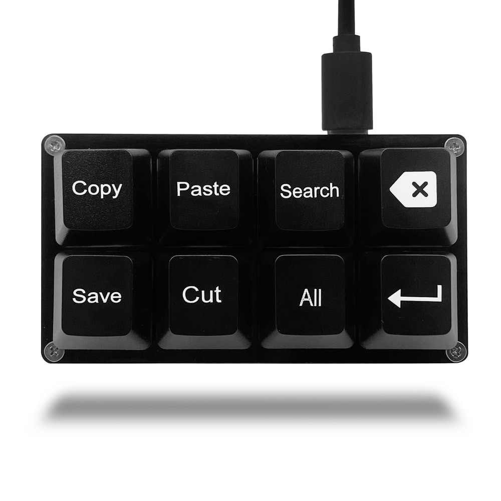 Programmable USB Keyboard, 8 Keys Shortcut Keypad, Small Mechanical Keycaps Keyboard, One Handed Work Hotkey Pad