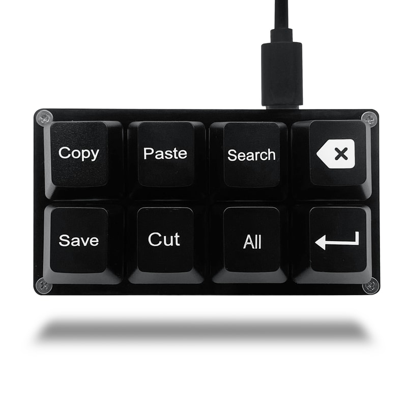 Programmable USB Keyboard, 8 Keys Shortcut Keypad, Small Mechanical Keycaps Keyboard, One Handed Work Hotkey Pad