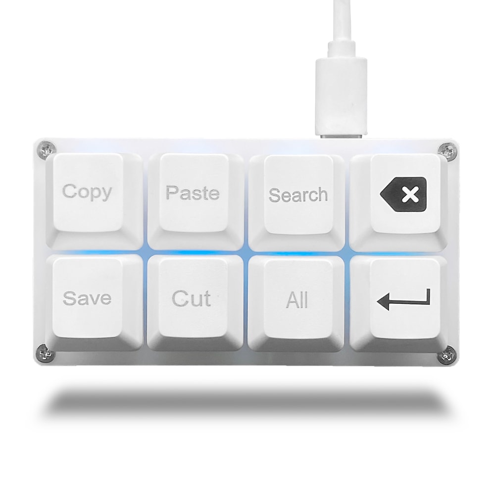 Programmable USB Keyboard, 8 Keys Shortcut Keypad, Small Mechanical Keycaps Keyboard, One Handed Work Hotkey Pad