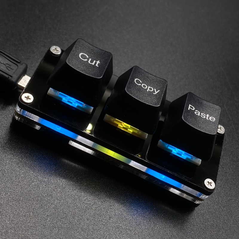 Programmable Mini Keyboard, 3 Key Mechanical RGB Keypad, Shortcut Cut Copy Paste Ctrl X C V, Macro OSU Keypad for Gaming