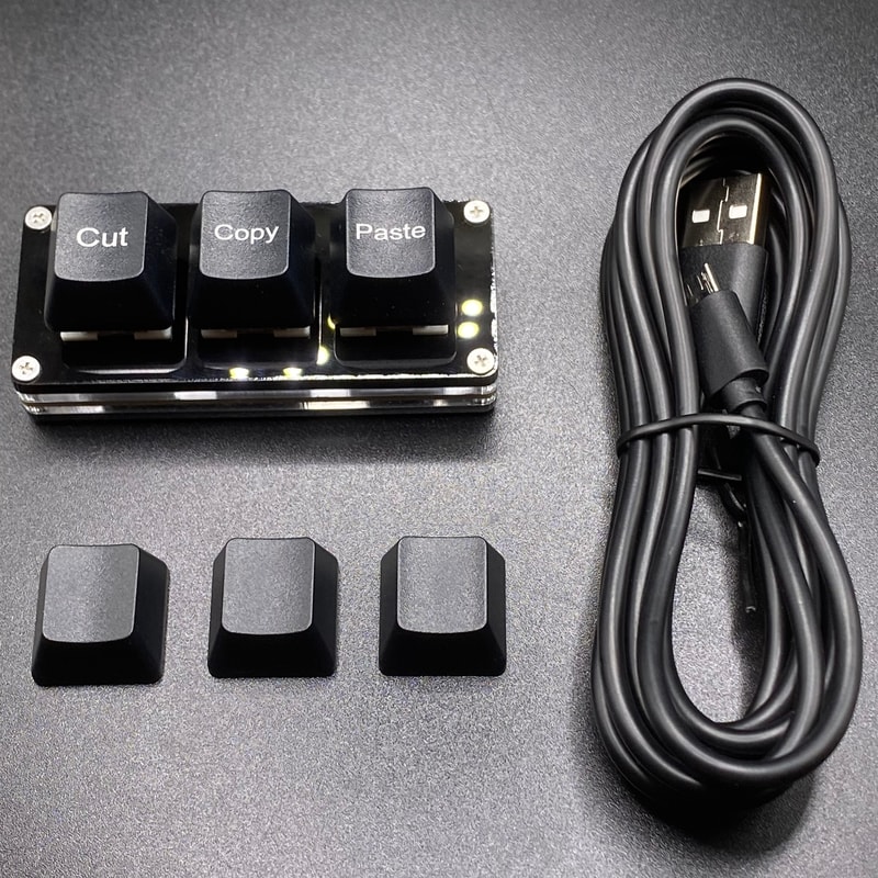 Programmable Mini Keyboard, 3 Key Mechanical RGB Keypad, Shortcut Cut Copy Paste Ctrl X C V, Macro OSU Keypad for Gaming