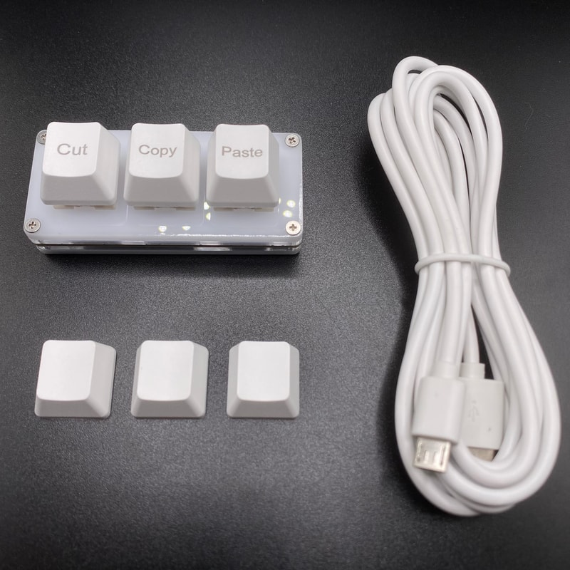 Programmable Mini Keyboard, 3 Key Mechanical RGB Keypad, Shortcut Cut Copy Paste Ctrl X C V, Macro OSU Keypad for Gaming