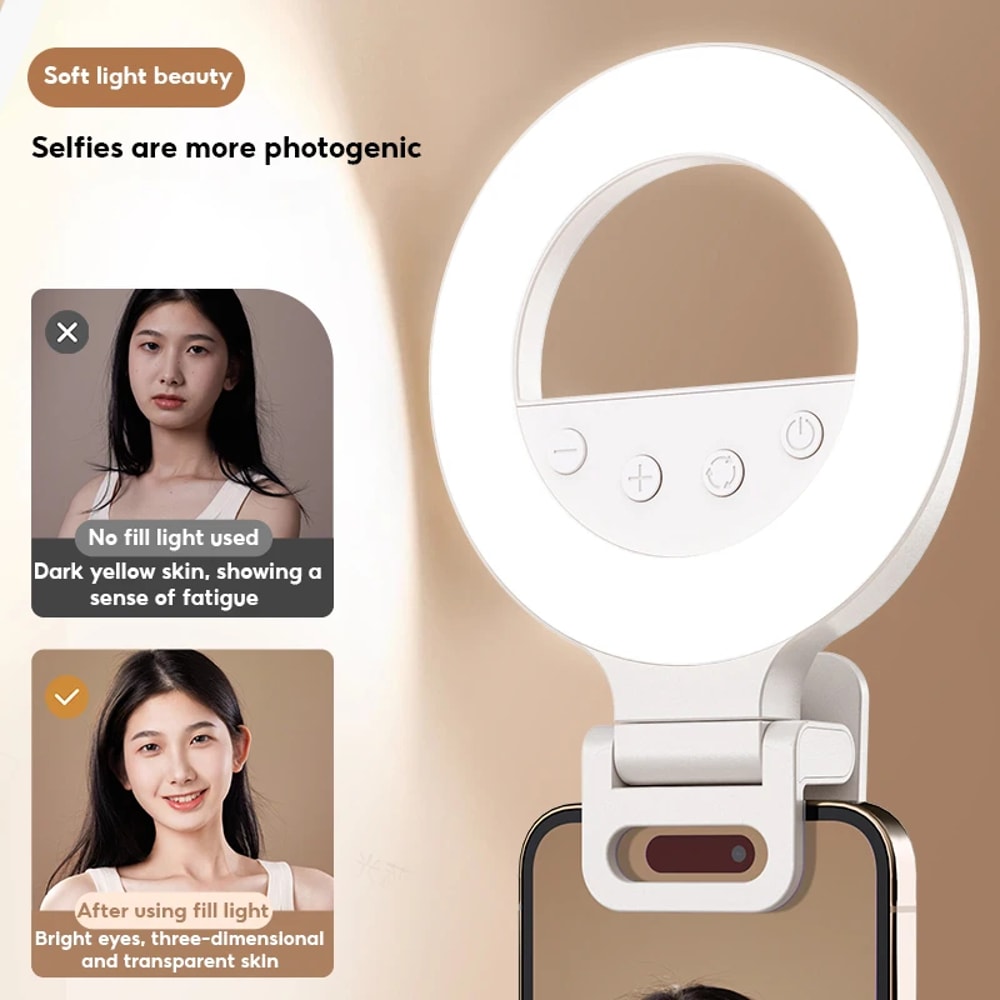 Portable LED Fill Light for Mobile Phones, Handheld Selfie Ring Mini Light, Desktop Live Broadcast and Outdoor Lighting.