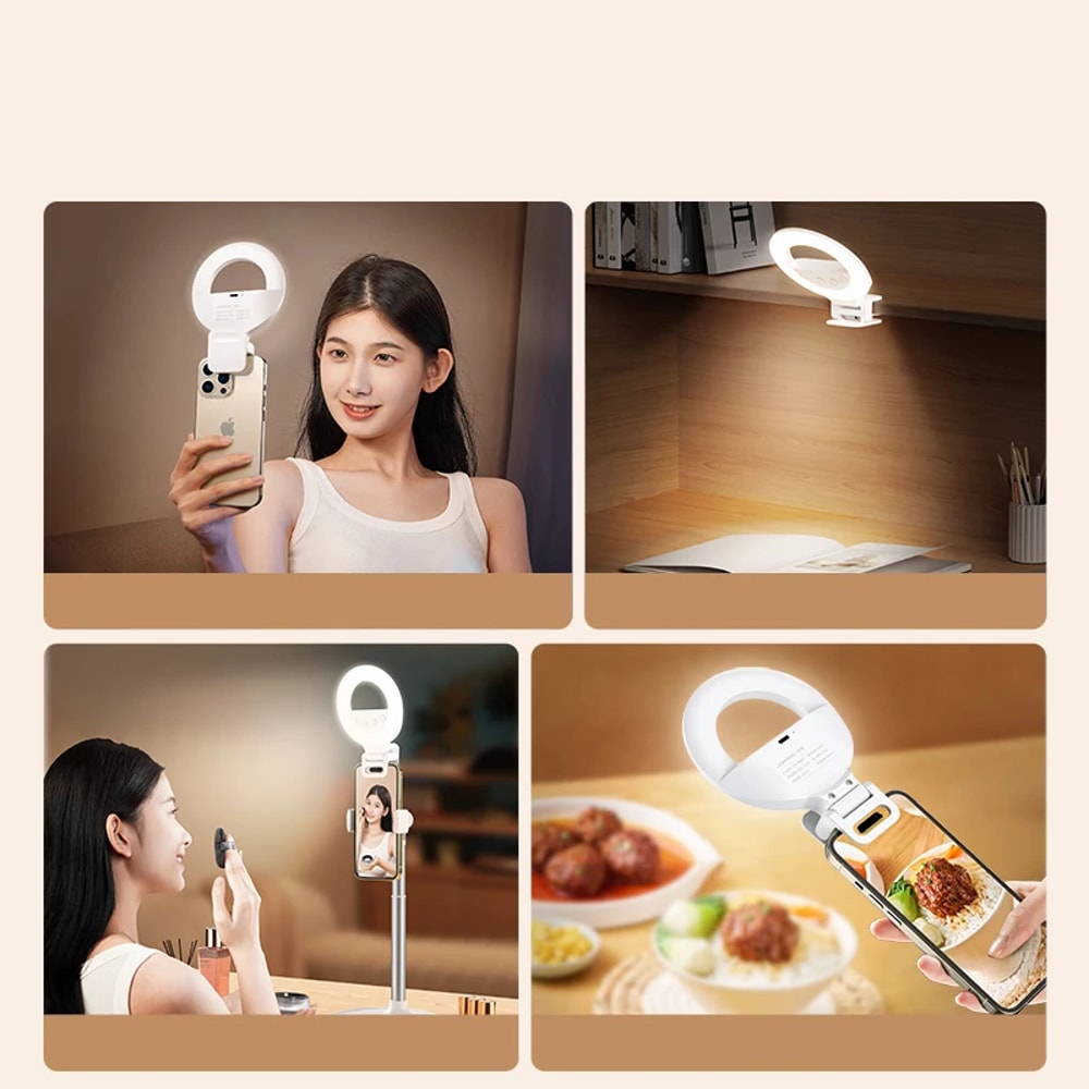 Portable LED Fill Light for Mobile Phones, Handheld Selfie Ring Mini Light, Desktop Live Broadcast and Outdoor Lighting.