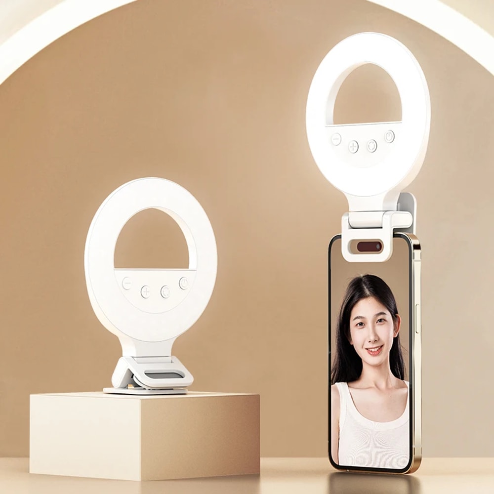 Portable LED Fill Light for Mobile Phones, Handheld Selfie Ring Mini Light, Desktop Live Broadcast and Outdoor Lighting.