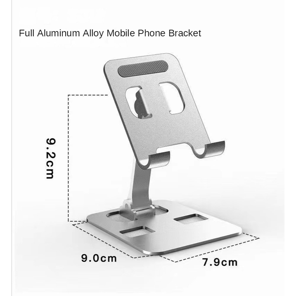 Foldable Aluminum Alloy, Universal Desk Phone Holder, Adjustable Metal Mount Stand for Tablet and Mobile