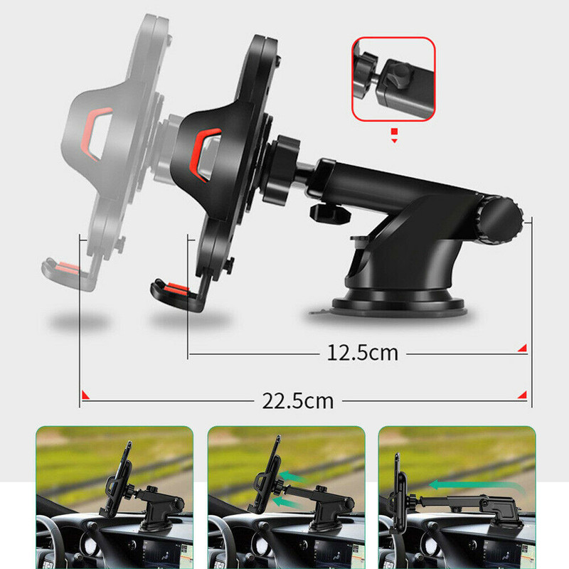 Universal Car 360°Rotate MobilePhone Holder Mount Sucker Retractable Arm Phone Bracket Stand Fit For iPhone and Xiaomi