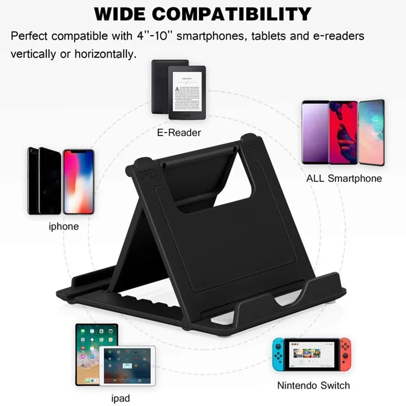 Folding Universal Mobile Phone Stand, Table Adjustable Holder, Desktop Bracket for Smartphones