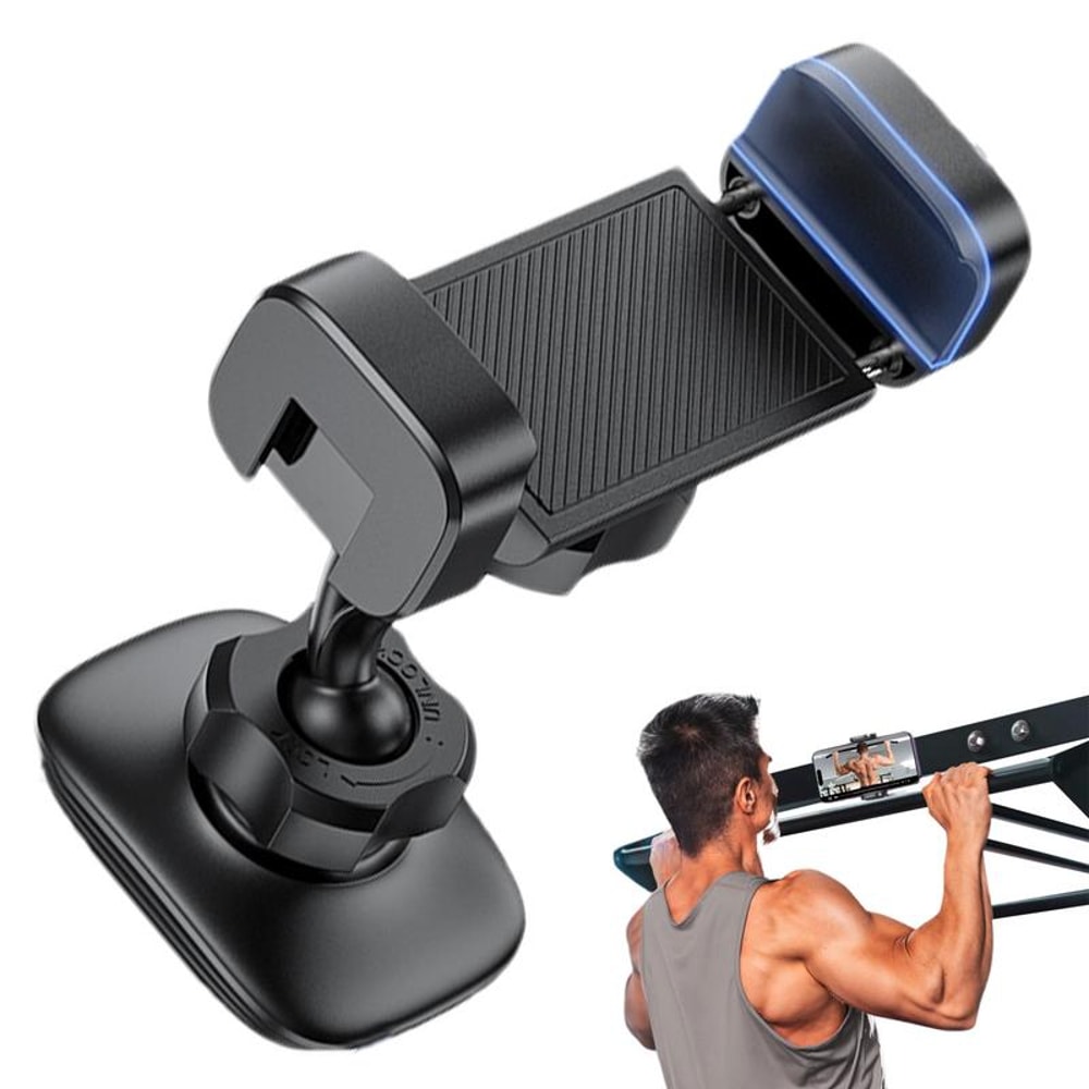 Adjustable, Gym Magnetic Phone Holder, Alloy Base, Smartphone Stand with Strong Magnetic Grip