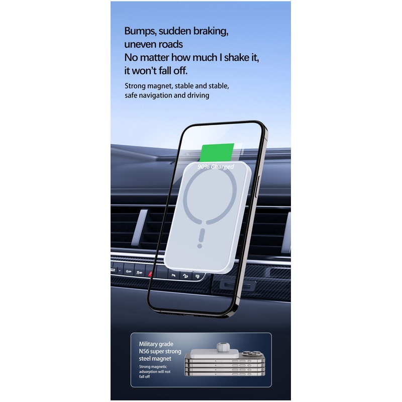 Magsafe Magnetic Car Charger, Wireless Phone Holder, Fast Car Charging Stand