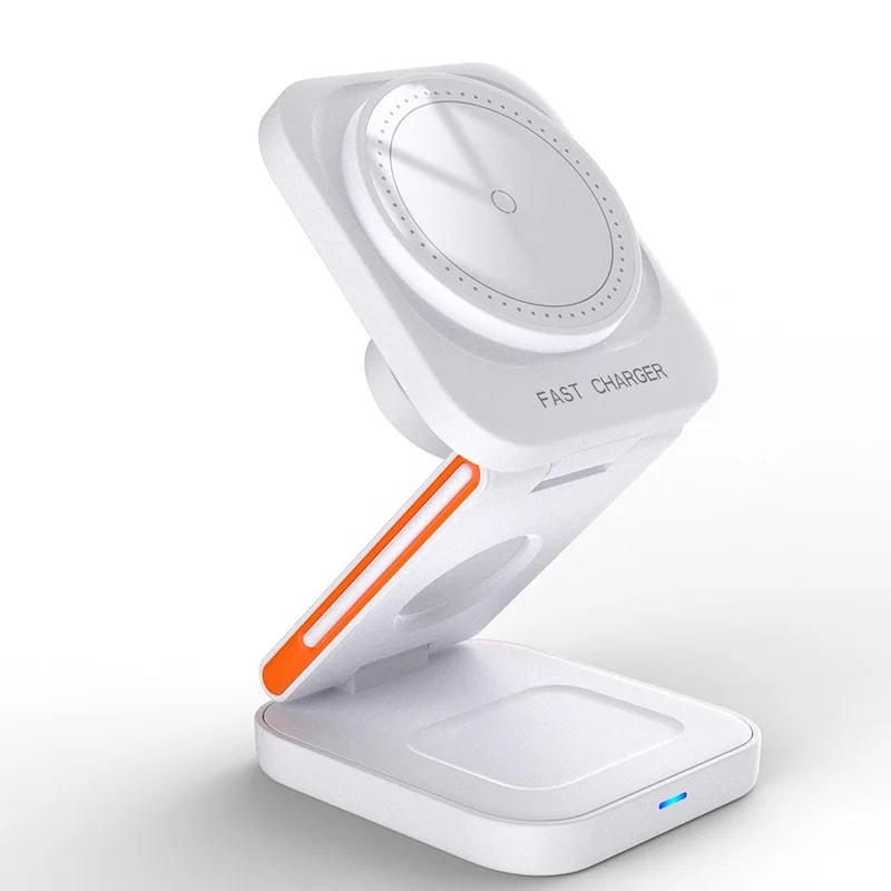 Fast Magnetic Wireless Charger Stand Foldable Charging Station 3 In 1 Wireless IPhone Charger Trave 7